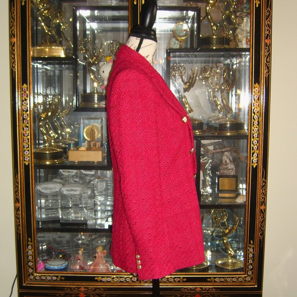 NWOT ZARA FUSCHIA DOUBLE BREASTED TEXTURED JACKET M - Picture 4 of 5